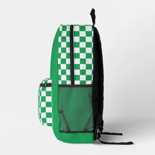 Groen Wit Checkerboard Check Pattern Logo Bedrukte Rugzak (Rechts)