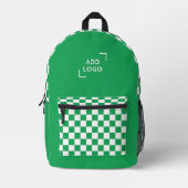 Groen Wit Checkerboard Check Pattern Logo Bedrukte Rugzak (Voorkant)