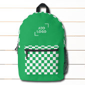 Groen Wit Checkerboard Check Pattern Logo Bedrukte Rugzak