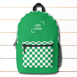 Groen Wit Checkerboard Check Pattern Logo Bedrukte Rugzak