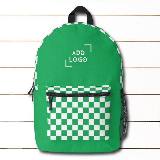 Groen Wit Checkerboard Check Pattern Logo Bedrukte Rugzak