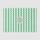Groen wit Chevron Pattern Monogram Initiaal Tissuepapier (Voorkant)