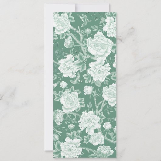 Groen Wit Chinoiserie Bloemporselein Menu Kaart (Achterkant)