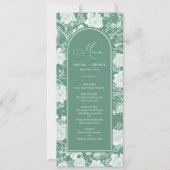 Groen Wit Chinoiserie Bloemporselein Menu Kaart (Voorkant)