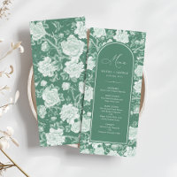 Groen Wit Chinoiserie Bloemporselein Menu Kaart
