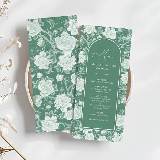Groen Wit Chinoiserie Bloemporselein Menu Kaart