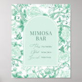 Groen Wit Chinoiserie Mimosa Bar Trouwbord Poster (Voorkant)