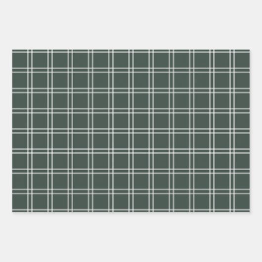 Groen Wit Controleer Dogtand Mix Pattern Inpakpapier Vel (Voorkant 3)