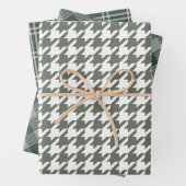 Groen Wit Controleer Dogtand Mix Pattern Inpakpapier Vel (In situ)