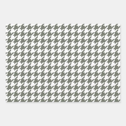 Groen Wit Controleer Dogtand Mix Pattern Inpakpapier Vel (Voorkant)