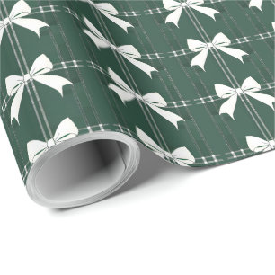 Groen Wit Coquette Bow Kerstmis Verjaardag Cadeaupapier