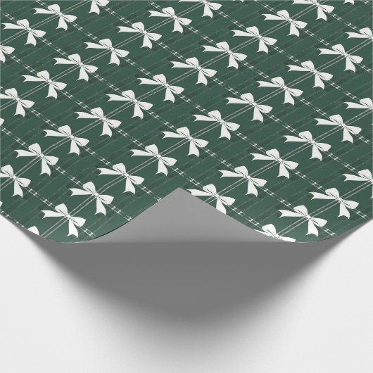 Groen Wit Coquette Bow Kerstmis Verjaardag Cadeaupapier (Hoek)