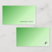 Groen Wit Custom Modern Monogram Elegant Notitiekaartje (Voorkant / Achterkant)