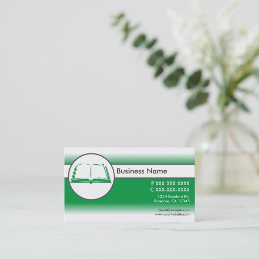 Groen wit custom open boek visitekaartjes (Staand voorkant)