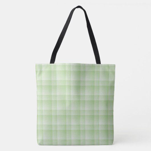 Groen Wit Dambord Abstract Patroon Tote Bag (Voorkant)