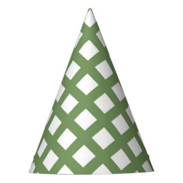 Groen Wit Dambord Diamant Patroon Feesthoedjes