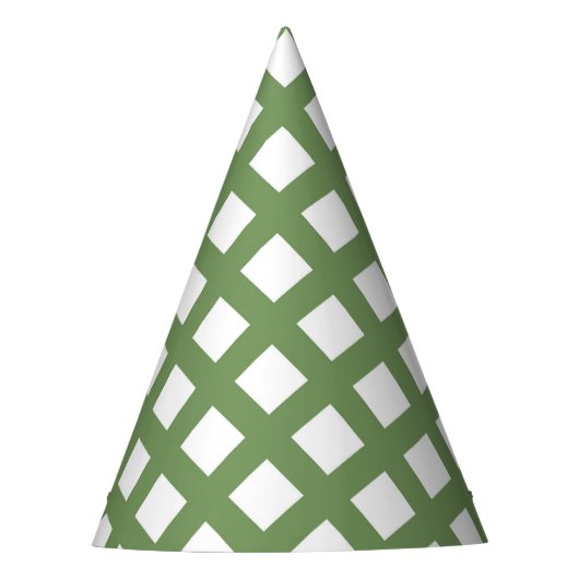 Groen Wit Dambord Diamant Patroon Feesthoedjes (Voorkant)