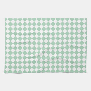 Groen Wit Dambord Diamant Patroon Theedoek