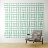 Groen Wit Dambord Diamant Patroon Wandkleed (In Situ (horizontaal))