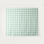 Groen Wit Dambord Diamant Patroon Wandkleed (Voorkant (horizontaal))