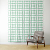 Groen Wit Dambord Diamant Patroon Wandkleed (In situ)