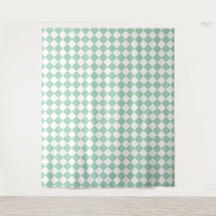 Groen Wit Dambord Diamant Patroon Wandkleed