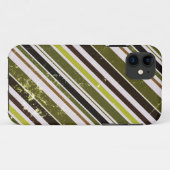 Groen, Wit Diagonaal Stripes Patroon Case-Mate iPhone Case (Achterkant (horizontaal))