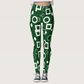 Groen Wit Diamant Vorm Leggings (Voorkant)