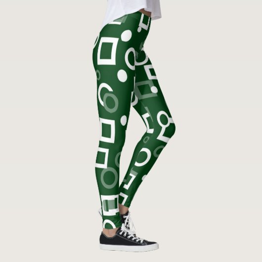 Groen Wit Diamant Vorm Leggings (Rechts)