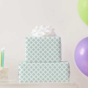 Groen wit diamantpatroon van geplatte zeelampen cadeaupapier
