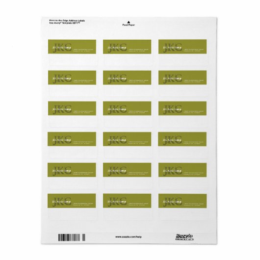 Groen Wit Drie Initiaal Zakelijk Verzendlabel Etiket (Full Sheet)
