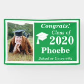 Groen Wit Één Fotoklasse van 2024 Afstuderen Spandoek (Horizontaal)