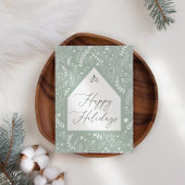 Groen Wit Eenvoudig Bloemen Zakelijk Kerstmis Kaar