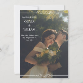 Groen Wit Eenvoudige Huwelijksuitnodiging Kaart