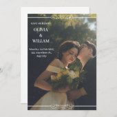 Groen Wit Eenvoudige Huwelijksuitnodiging Kaart (Voorkant / Achterkant)