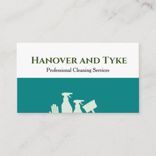Groen Wit Eenvoudige Professionele Schoonmaak Visitekaartje (Voorkant)