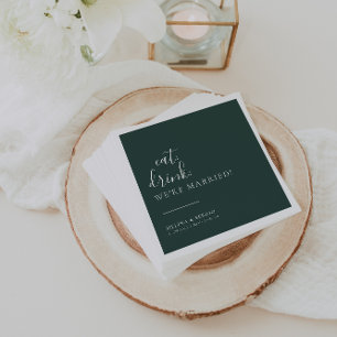 Groen Wit Eet Drink We zijn getrouwd Bruiloft Servet