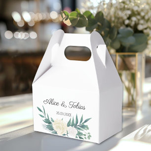 Groen & Wit Elegante Bloemen Huwelijk Bedankdoosjes