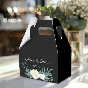 Groen & Wit Elegante Bloemen Huwelijk Bedankdoosjes