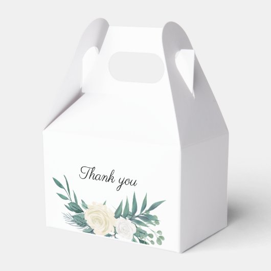 Groen & Wit Elegante Bloemen Huwelijk Bedankdoosjes (Achterkant)