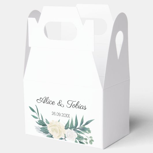 Groen & Wit Elegante Bloemen Huwelijk Bedankdoosjes (Geopend)