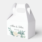 Groen & Wit Elegante Bloemen Huwelijk Bedankdoosjes (Voorkant Zijde)