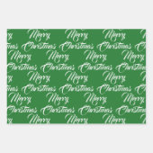 Groen wit elegantiemanuscript met prettig kerstroo inpakpapier vel (Voorkant 3)