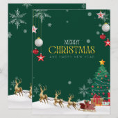 Groen Wit En Geel Modern Prettig Kerstfeest  Feestdagenkaart (Voorkant / Achterkant)