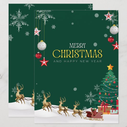 Groen Wit En Geel Modern Prettig Kerstfeest Feestdagenkaart (Voorkant / Achterkant)