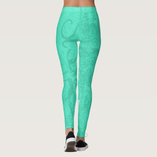 Groen, wit en graffiti op afstand leggings (Achterkant)