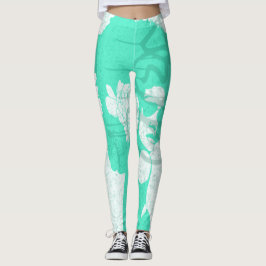 Groen, wit en graffiti op afstand leggings