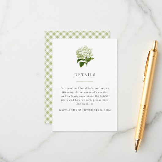 Groen-wit en hortensia Details Informatiekaartje (Voorkant / Achterkant in situ)