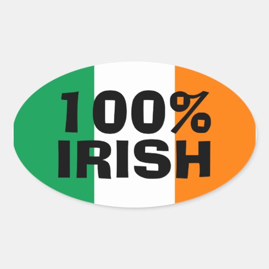 Groen Wit en Oranje 100% Iers Ovale Sticker (Voorkant)