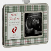 Groen, wit en rood geplakt Nieuw babyUltrasound Fo Verzilverd Omlijst Ornament (Rechts)